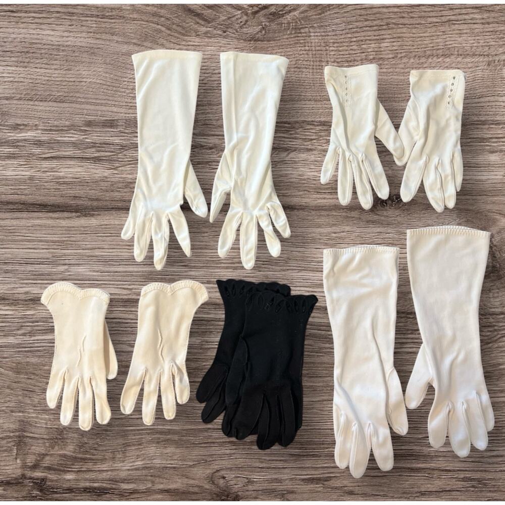 Lot‎ of 5 Pair VINTAGE Women’s Gloves Shortie Bracelet Elbow length